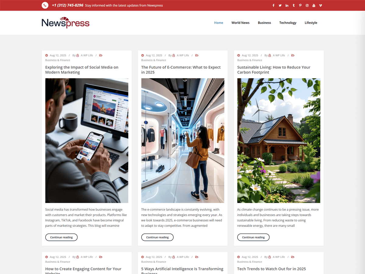 Newsexpress 免费博客wordpress主题